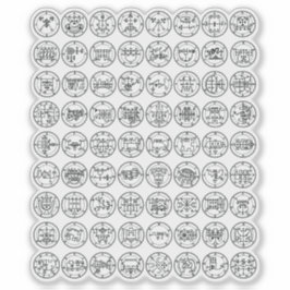 Die 72 Dämonensegel von Ars Goetia (schwarz) Aufkleber