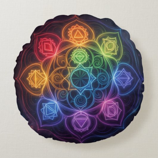 Die 7 Chakren´3 Rundes Kissen (Vorderseite)