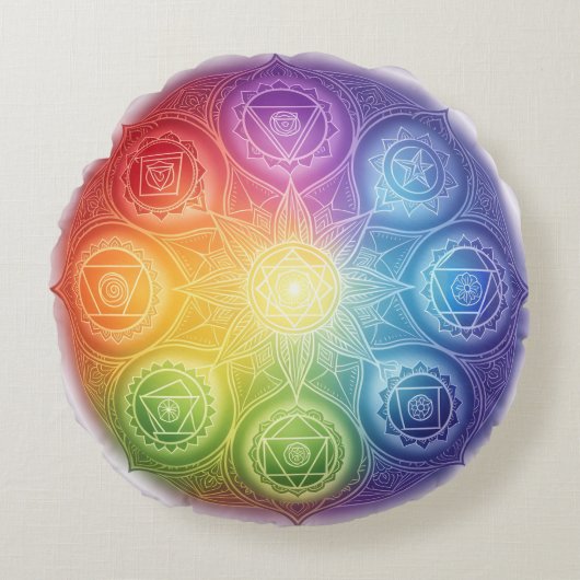Die 7 Chakren´9 Rundes Kissen (Vorderseite)