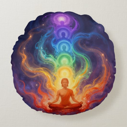 Die 7 Chakren Rundes Kissen (Vorderseite)