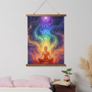 Die 7 Chakren Wandteppich Mit Holzrahmen