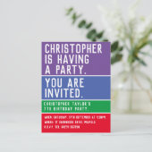 Die 7. Geburtstagsfeier des Kindes Einladungspostkarte (Stehend Vorderseite)