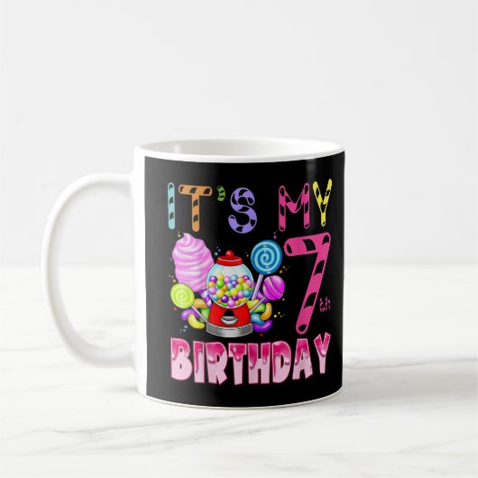 Die 7. Geburtstagskandinsel Candyland Geburtstagsk Kaffeetasse (Links)