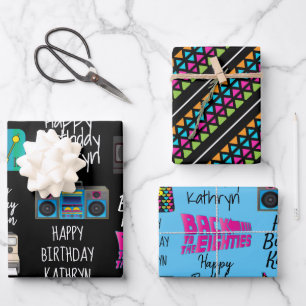 Die 80er Jahre Personalisiert Geschenkpapier Set