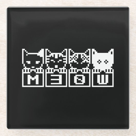 DIE 8-BIT-KATZEN M30 W GLASUNTERSETZER (Vorderseite)