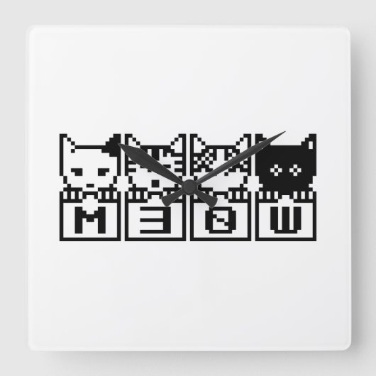 DIE 8-BIT-KATZEN M30 W QUADRATISCHE WANDUHR (Vorderseite)