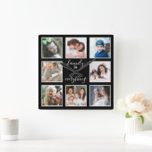 Die 8-Foto-Rahmenfamilie ist alles, was schwarz is Quadratische Wanduhr (Zuhause)