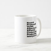 Die 8 Teile der englischen Sprache Kaffeetasse (VorderseiteRechts)