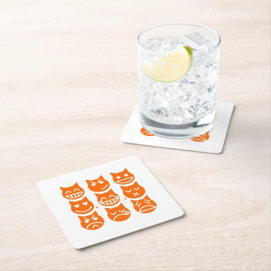 Die 9 Leben der Emoji-Katze Rechteckiger Pappuntersetzer (Vor Ort)