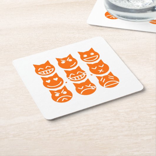 Die 9 Leben der Emoji-Katze Rechteckiger Pappuntersetzer (angewinkelt)