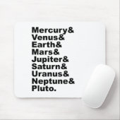 Die 9 Planeten des Sonnensystems (vor 2006) Mousepad (Mit Mouse)