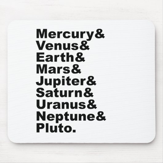 Die 9 Planeten des Sonnensystems (vor 2006) Mousepad (Vorne)