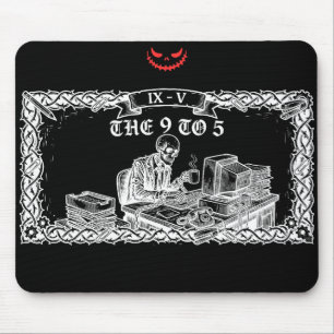 Die 9-to-5-Tarotkarte   Lustiger Skelett-Korporate Mousepad