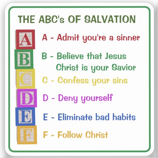 Die ABCs der Rettung Aufkleber (Vorderseite)