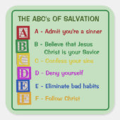 Die ABCs der Rettung Quadratischer Aufkleber (Vorderseite)