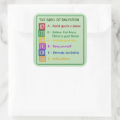 Die ABCs der Rettung Quadratischer Aufkleber (Tasche)