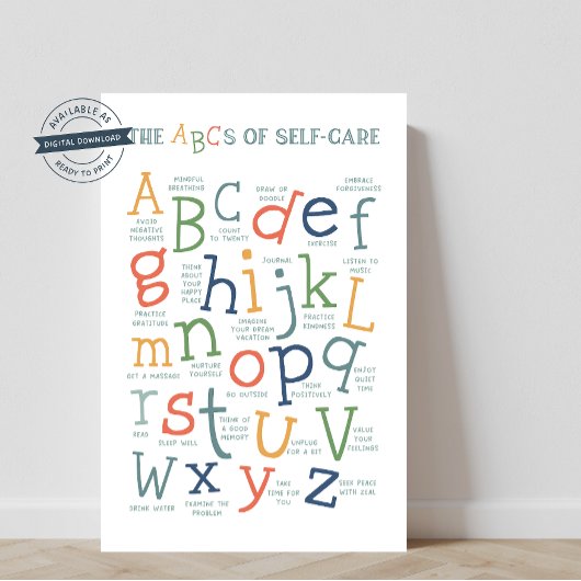 Die ABCs des sozialen Lernens der Selbstversorgung Poster