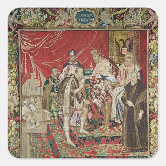 Die Abdankung Charles V Quadratischer Aufkleber (Vorderseite)