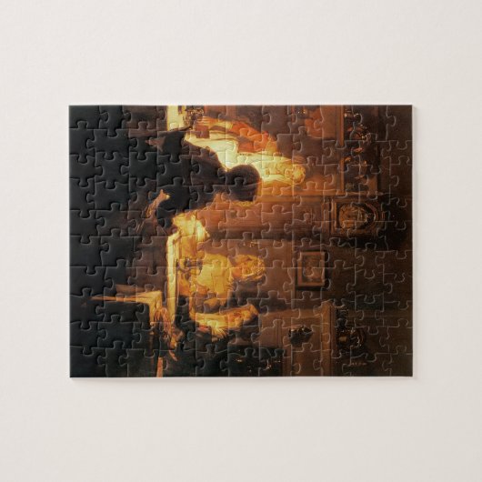 Die Abends-Mahlzeit, c.1900 (Öl auf Leinwand) Puzzle (Horizontal)