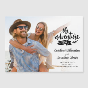 Die Abenteuer Beginnen Hochzeit Save-the-Date-Foto Magnetkarte