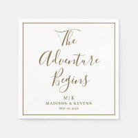 Die Abenteuer beginnen minimal | Hochzeitsserviet
