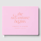Die Abenteuer Beginnen Pink Orange Hochzeit Gästebuch (Vorderseite)