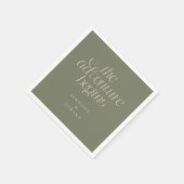 Die Abenteuer Beginnen Sage Grün Moderne Typografi Serviette (Ecke)