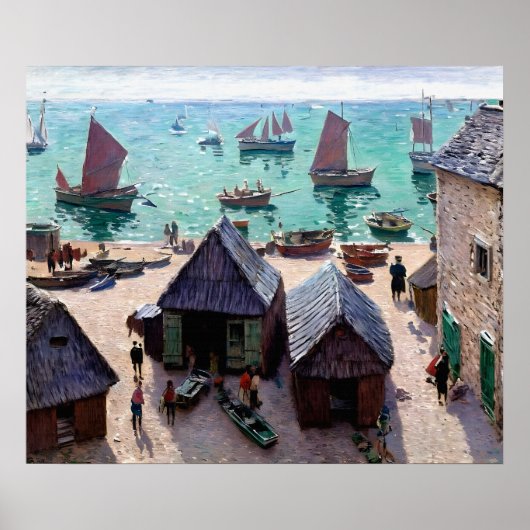 Die Abfahrt der Boote, Étretat Poster (Vorne)