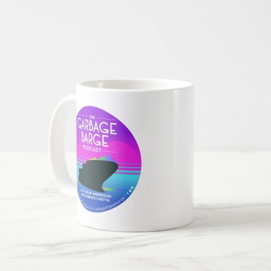 Die Abfall-Lastkahnpodcast-Logo-Tasse Kaffeetasse (Vorderseite Links)