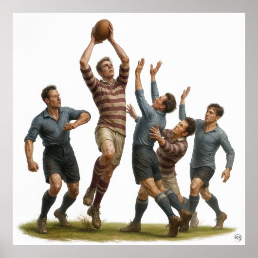 Die Abgrenzung - Vintage Rugby Print Poster (Vorne)