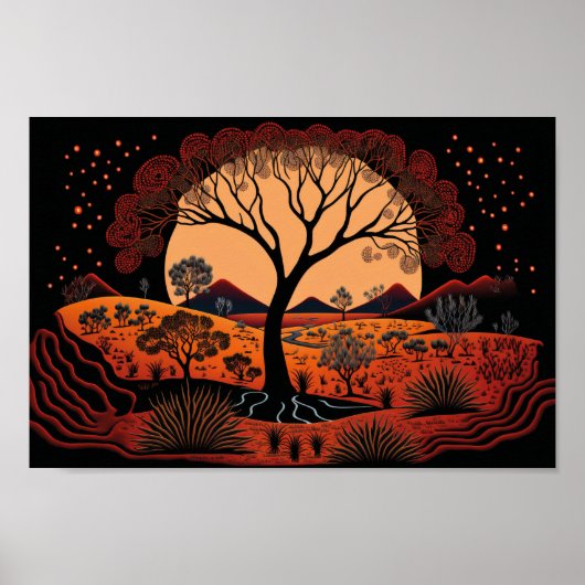 Die aborigine-Kunst Inspiriert Landschaft, Punkart Poster (Vorne)