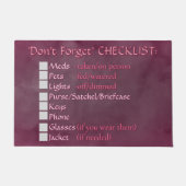 Die Abreise-Checkliste Fußmatte (Vorderseite)