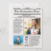 Die Abschluss News! Druckfähige Zeitung Keepake Einladung (Vorderseite)