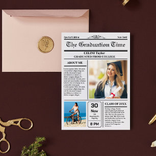 Die Abschluss News! Druckfähige Zeitung Keepake Einladung
