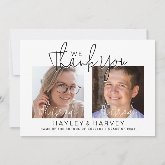 Die Absolventen | 2 Partei für den doppelten Absch Dankeskarte (Vorderseite)