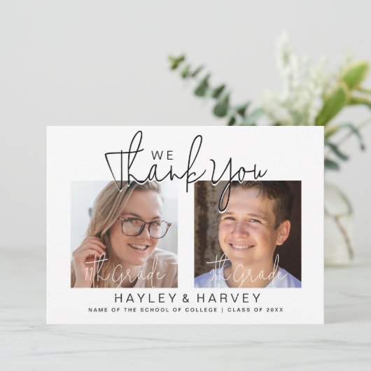 Die Absolventen | 2 Partei für den doppelten Absch Dankeskarte (Stehend Vorderseite)