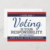 Die Abstimmung ist Ihre Verantwortung. Wahl 2020 Postkarte (Vorne/Hinten)
