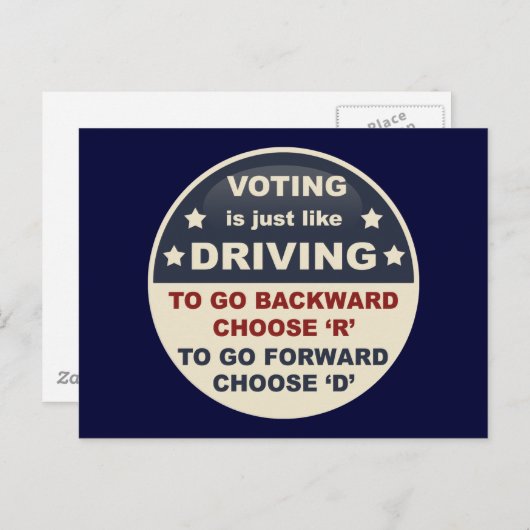 Die Abstimmung ist wie das Autofahren Postkarte (Vorne/Hinten)