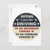 Die Abstimmung ist wie das Autofahren Postkarte (Vorne/Hinten)