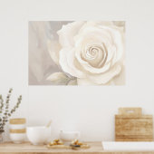 Die abstrakte Blume ist in Aquarellweiß. Poster (Küche)