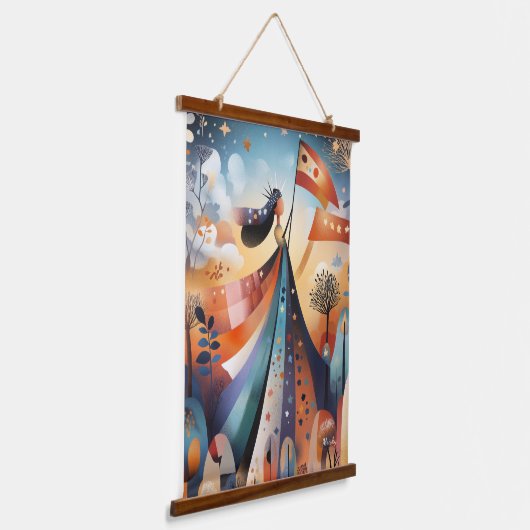 Die abstrakte Freiheit erregt: Whimsical Artistic Wandteppich Mit Holzrahmen (Gewinkelt)