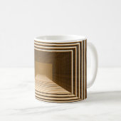 Die abstrakte gelbe Pyramide wird in der Tiefe Kaffeetasse (VorderseiteRechts)