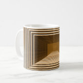 Die abstrakte gelbe Pyramide wird in der Tiefe Kaffeetasse (Vorderseite Links)
