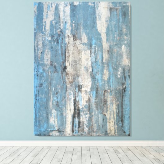 Die Abstrakte Kunst in Blau und Grau Leinwanddruck (Insitu (Holzboden))