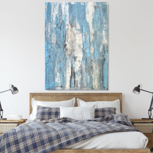 Die Abstrakte Kunst in Blau und Grau Leinwanddruck (Insitu (Schlafzimmer))