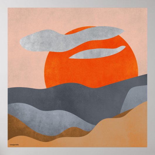 Die abstrakte Landschaft der Boho-Wandkunst Poster (Vorne)