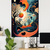 Die Abstrakte Landschaft der wirbelnden Muster Pos Poster (Heimbüro)