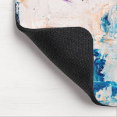 Die Abstrakte Malerei in Beige und Blau-Akrylon Mousepad (Ecke)