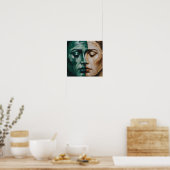 Die abstrakte Ölmalerei der beiden Gesichter Poster (Küche)