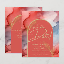 Die Abstrakte Orange Red Gold Navy Save the Date